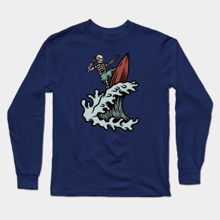 Retro Surfing Skeleton Long Sleeve T-Shirt